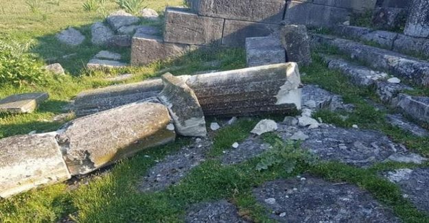 The remnants of the ancient Apollonia of Illyria vandalized in Albania