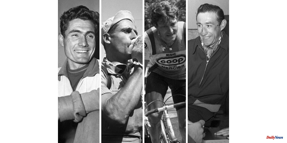 Tour de France. Anquetil and Claveyrolat, Hinault and Mottet which are the departments that provided the most stage winners.