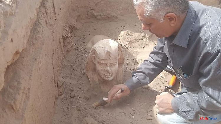 In two-story tomb: researchers find "smiling sphinx with two dimples"