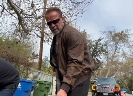 LOC Arnold Schwarzenegger himself repairs a pothole on a Los Angeles highway