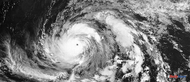 The island of Guam under the battering of Typhoon Mawar in Oceania