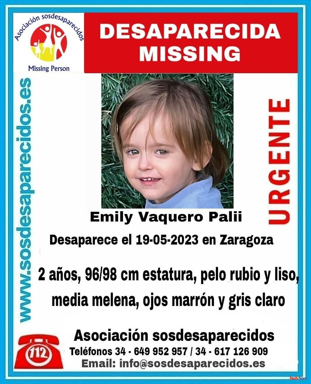 Aragon They are looking for Emily, a two-year-old girl kidnapped by her mother in Zaragoza