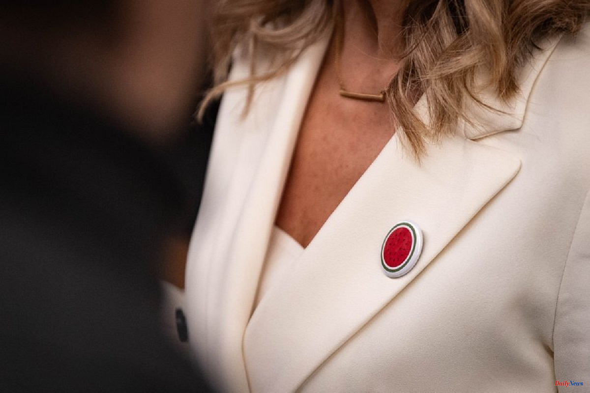 Spain What does the watermelon pin that Yolanda Díaz and other left-wing deputies have worn mean?