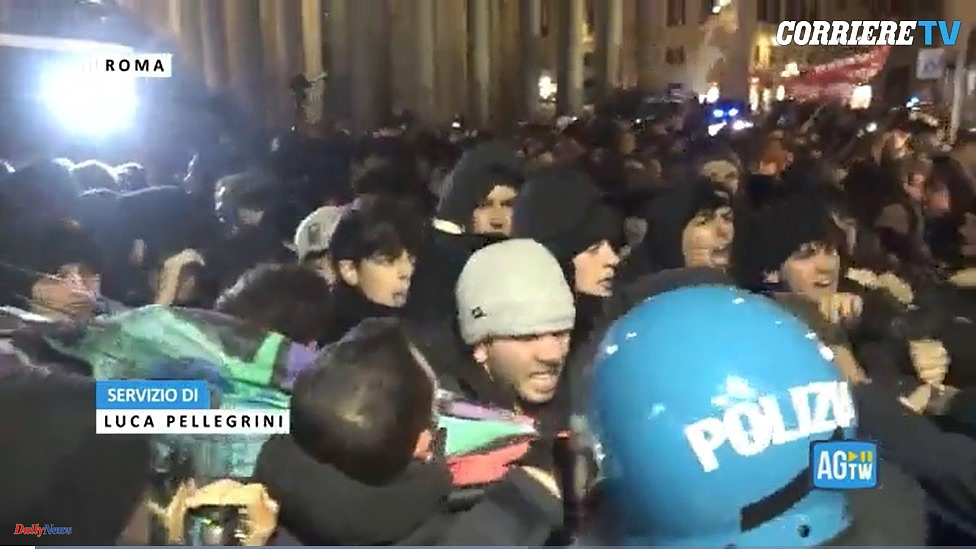 Italy Police charges at a demonstration in Rome against high school students