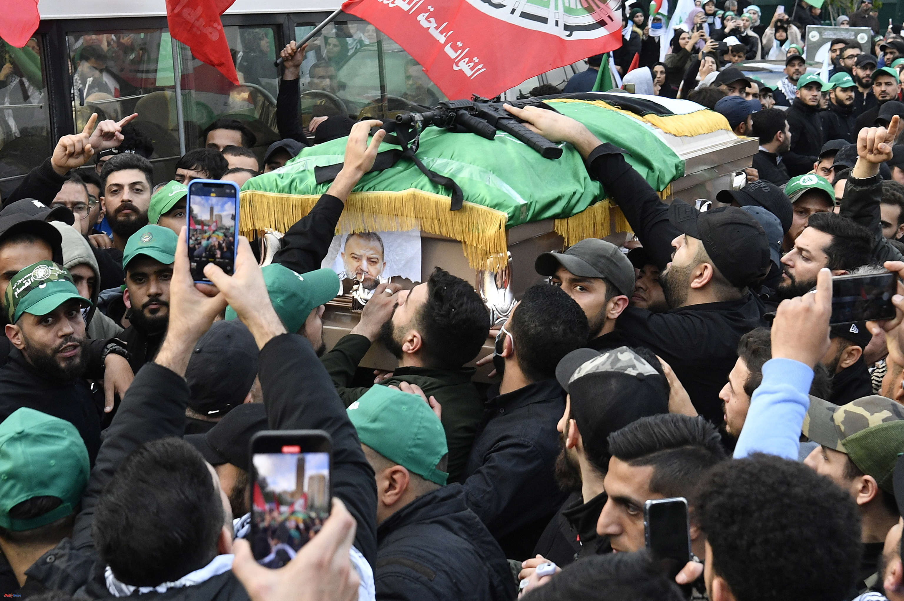 Lebanon Thousands attend the funeral of Hamas number two killed in an Israeli attack in Beirut