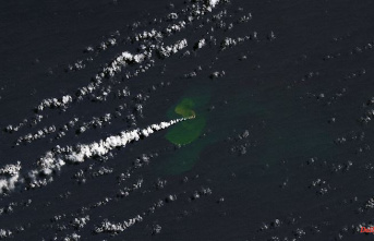 Lava flows in the Pacific: volcanic eruption creates a new island near Tonga