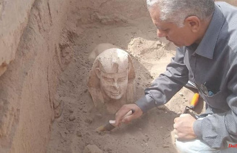 In two-story tomb: researchers find "smiling sphinx with two dimples"
