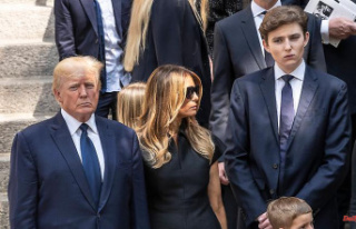 At Ivana's funeral: Barron Trump makes a rare...