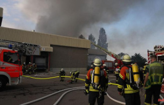 Baden-Württemberg: fire in the warehouse: helicopter...