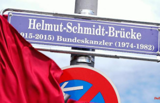 Baden-Württemberg: Helmut Schmidt Bridge: Signs with...