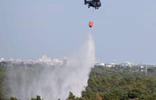 Berlin: Helicopter for extinguishing work in the Grunewald