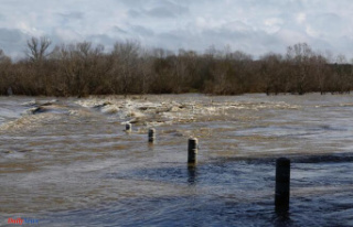 Flood alert, waves-submersion: two children aged 4...